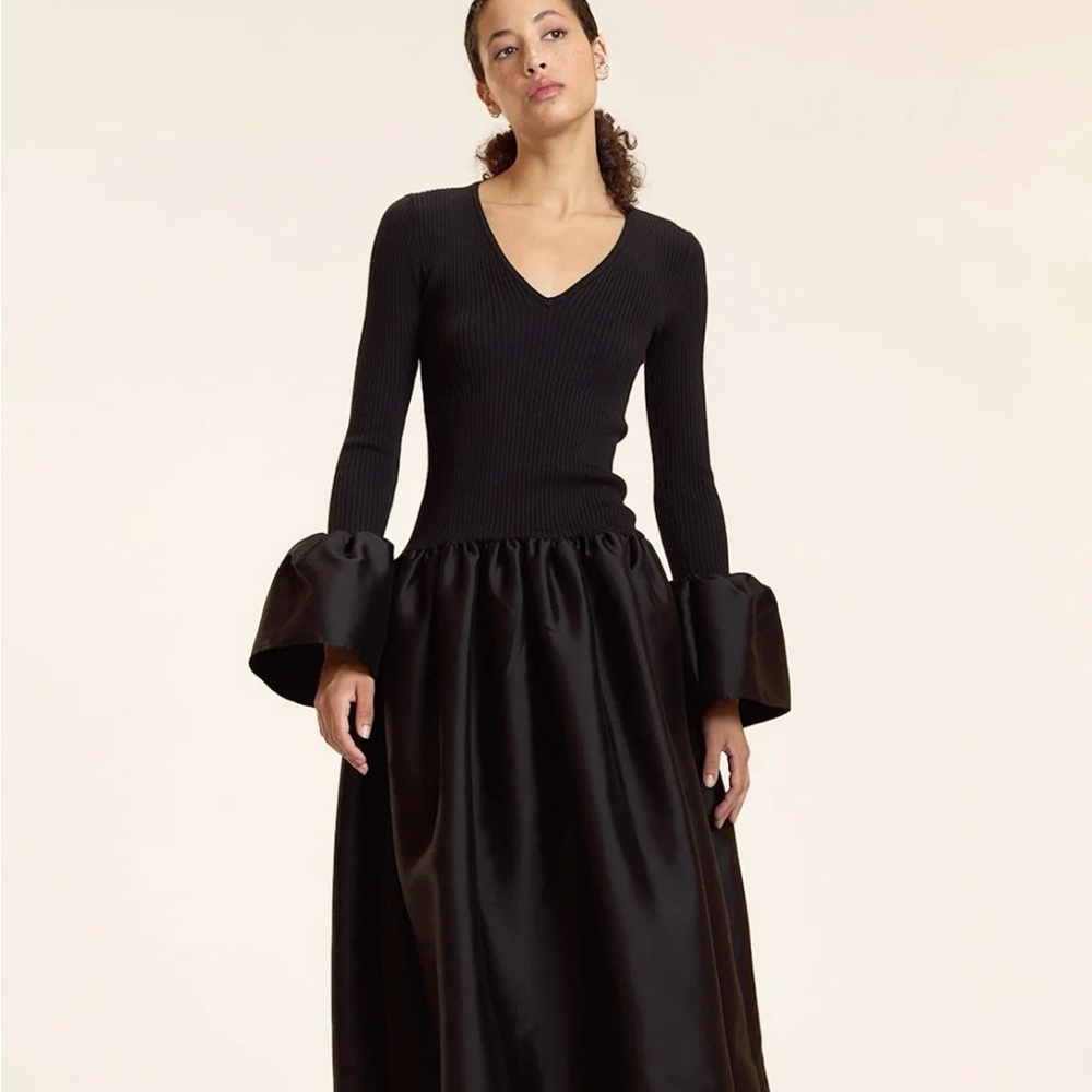Cynthia Rowley Black Ribbed V-Neck Dress
